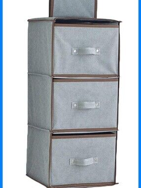 3-Tier Gray Fabric Drawer Storage Organizer - Home Storage Drawers